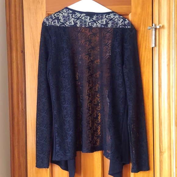 🆕 Docal Beautiful Lace Silver Studded Black Jacket, Size Large - Picture 6 of 10